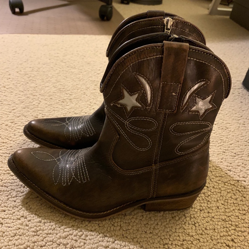 Jeffrey Campbell distressed Western ankle boots